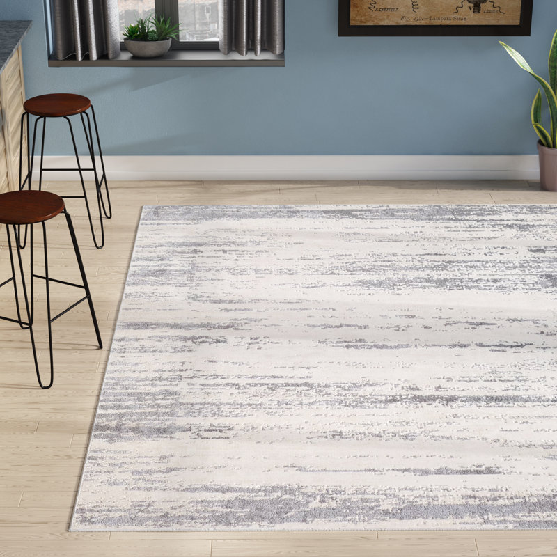 Greyleigh Bridgeton Distressed Modern Gray/Cream Abstract Area Rug